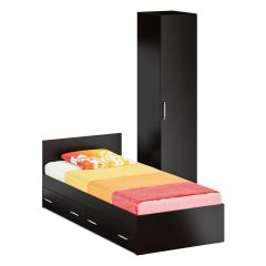 Кровать с ящиками 0900 + Пенал Стандарт, цвет венге, ШхГхВ 93,5х203,5х70 + 45х52х200 см., сп.м. 900х2000 мм., без матраса, основание есть | фото 2