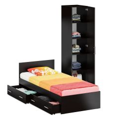 Кровать с ящиками 0900 + Пенал Стандарт, цвет венге, ШхГхВ 93,5х203,5х70 + 45х52х200 см., сп.м. 900х2000 мм., без матраса, основание есть | фото 3
