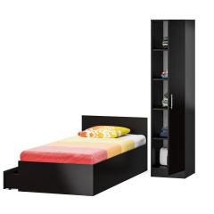 Кровать с ящиками 0900 + Пенал Стандарт, цвет венге, ШхГхВ 93,5х203,5х70 + 45х52х200 см., сп.м. 900х2000 мм., без матраса, основание есть | фото 5