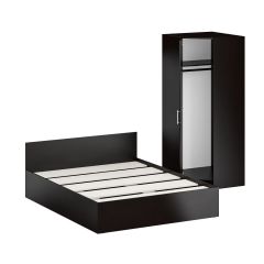 Кровать 1600 + Шкаф угловой Стандарт, цвет венге, ШхГхВ 163,5х203,5х70 + 81,2х81,2х200см., сп.м. 1600х2000 мм., без матраса, основание есть | фото 4