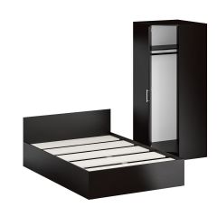 Кровать 1400 + Шкаф угловой Стандарт, цвет венге, ШхГхВ 143,5х203,5х70 + 81,2х81,2х200см., сп.м. 1400х2000 мм., без матраса, основание есть | фото 4