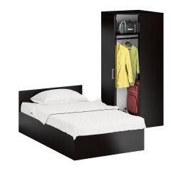 Кровать 1200 + Шкаф угловой Стандарт, цвет венге, ШхГхВ 123,5х203,5х70 + 81,2х81,2х200см., сп.м. 1200х2000 мм., без матраса, основание есть | фото 2
