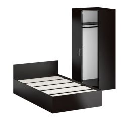 Кровать 1200 + Шкаф угловой Стандарт, цвет венге, ШхГхВ 123,5х203,5х70 + 81,2х81,2х200см., сп.м. 1200х2000 мм., без матраса, основание есть | фото 7