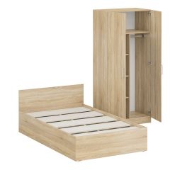 Кровать 1200 + Шкаф 2-х створчатый Стандарт, цвет дуб сонома, ШхГхВ 123,5х203,5х70 + 90х52х200 см., сп.м. 1200х2000 мм., без матраса, основание есть | фото 4