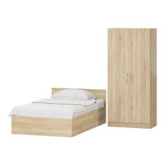 Кровать 1200 + Шкаф 2-х створчатый Стандарт, цвет дуб сонома, ШхГхВ 123,5х203,5х70 + 90х52х200 см., сп.м. 1200х2000 мм., без матраса, основание есть | фото 5