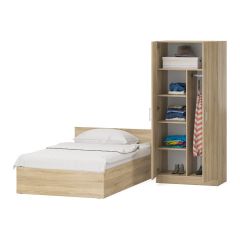 Кровать 1200 + Шкаф 2-х створчатый Стандарт, цвет дуб сонома, ШхГхВ 123,5х203,5х70 + 90х52х200 см., сп.м. 1200х2000 мм., без матраса, основание есть | фото 6