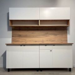 Кухонный гарнитур «Монако» 2.0 м Серия 2 МДФ с фрезеровкой (Дуб Золотой/Белый матовый) | фото 2