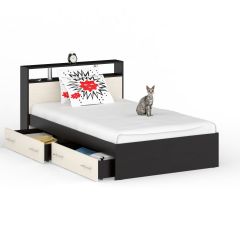 Камелия Кровать с ящиками 1200, цвет венге/дуб лоредо, ШхГхВ 123,5х217х78,2 см., сп.м. 1200х2000 мм., без матраса, основание есть | фото 3